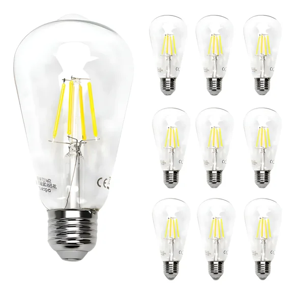 Lampara Foco Vintage Led Ahorrador St64 E27 8w 10pcs Blanco Frío