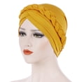 thumbnail image 2 of Moda sólida turbante cómoda única capa transpirable cabeza bufanda envoltura pelo gorras sombreros para mujer para mujer amarillo Yuarrent AP008796-03B, 2 of 6