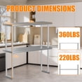 thumbnail image 2 of 12'' x 30'' Stainless Steel Overshelf,2 Tier Kitchen Overshelf for Prep & Work Table,Adjustable Shelf, for Kitchen, Restaurant, Garage, 2 of 7