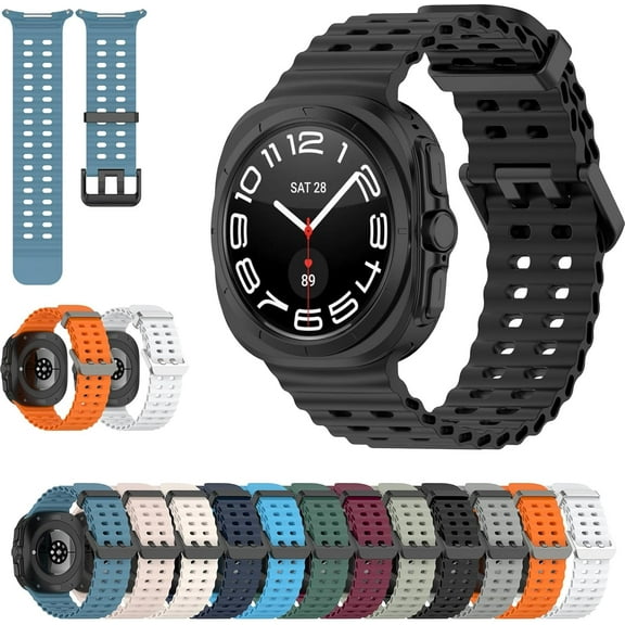 XIHAMA Compatible with Samsung Galaxy Watch 7 Ultra 47mm Band , Adjustable Soft Sport Silicone Breathable Strap Wristbands for Samsung Galaxy Watch 7 Ultra Men Women