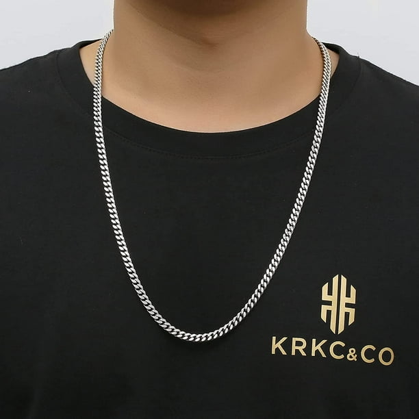KRKC CO 18K Gold Chain for Men 2mm 3mm 5mm Miami Cuban Link Curb