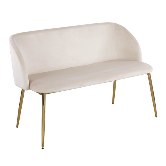 Lumisource Fran Glam Bench in Gold Steel and Cream Velvet