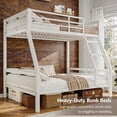 thumbnail image 4 of Honfach Twin Over Full Metal Bunk Bed, Heavy Duty Frame with Ladder & Full Guardrail, Noise-Free, Large Underbed Storage, No Box Spring Needed，White, 4 of 9
