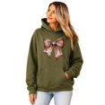 thumbnail image 2 of Football Coquette Bow Hoodie for Women & Teens Game Day Sweatshirt, Army Green Hoodie, XL, 2 of 8