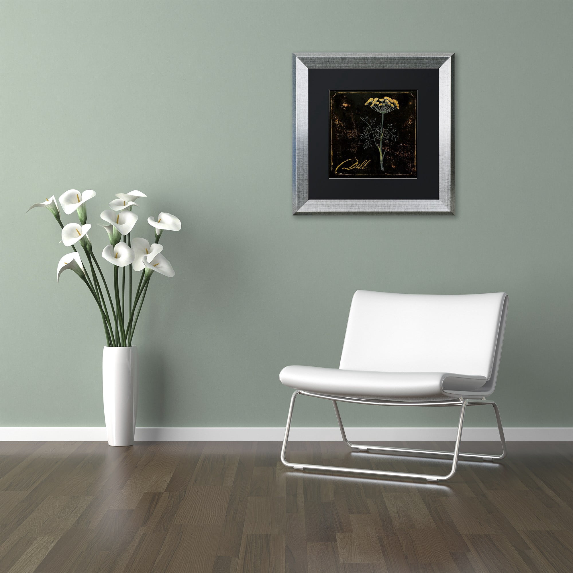 Trademark Fine Art "Black Gold Herbs I" Canvas Art by Color Bakery Black Matte, Silver Frame