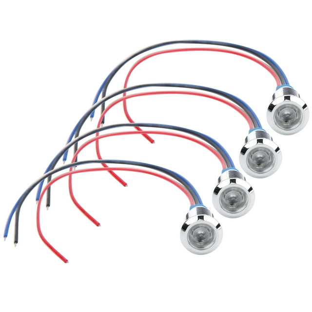 Mini Round Led, 4 Sets PreWired Round LEDs Metal Waterproof 2 Color Indicator Common Cathod 10mm 1224V for Car, Led Household Light Bulbs