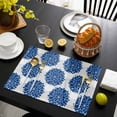 thumbnail image 3 of Dahlia Flower Placemats Set of 6, Farmhouse Botanical Blue Grey Floral Placemats for Dining Table, Place Mats for Kitchen Tabletop, Waterproof Wipeable Dining Table Mats Set, 3 of 9