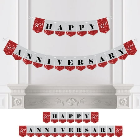40th Anniversary Party Bunting Banner Ruby Party Decorations