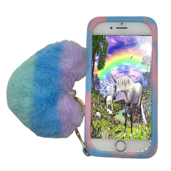 Phone Cover Silicone with Push Bubble Pop Fidget Case Compatible with iPhone 6/6S/7/8/SE 2020 (4.7") with Plush Toy Heart