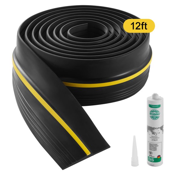 KFFKFF Garage Door Threshold Seal Strip, 12 FT Universal Garage Door Floor Seal Strip with Adhesive, Garage Door Bottom Weatherproof Strip, Upgraded Thick PVC DIY Weather Stripping Replacement, Black