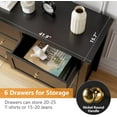 thumbnail image 6 of GAOMON 6 Drawers Dresser for Bedroom, Farmhouse Wood Dressers & Chest of Drawers for Clothes, Tall Storage Dressers Organizer with Deep Drawers & Gold Handles for Living Room, Closet, Hallway, Black, 6 of 9