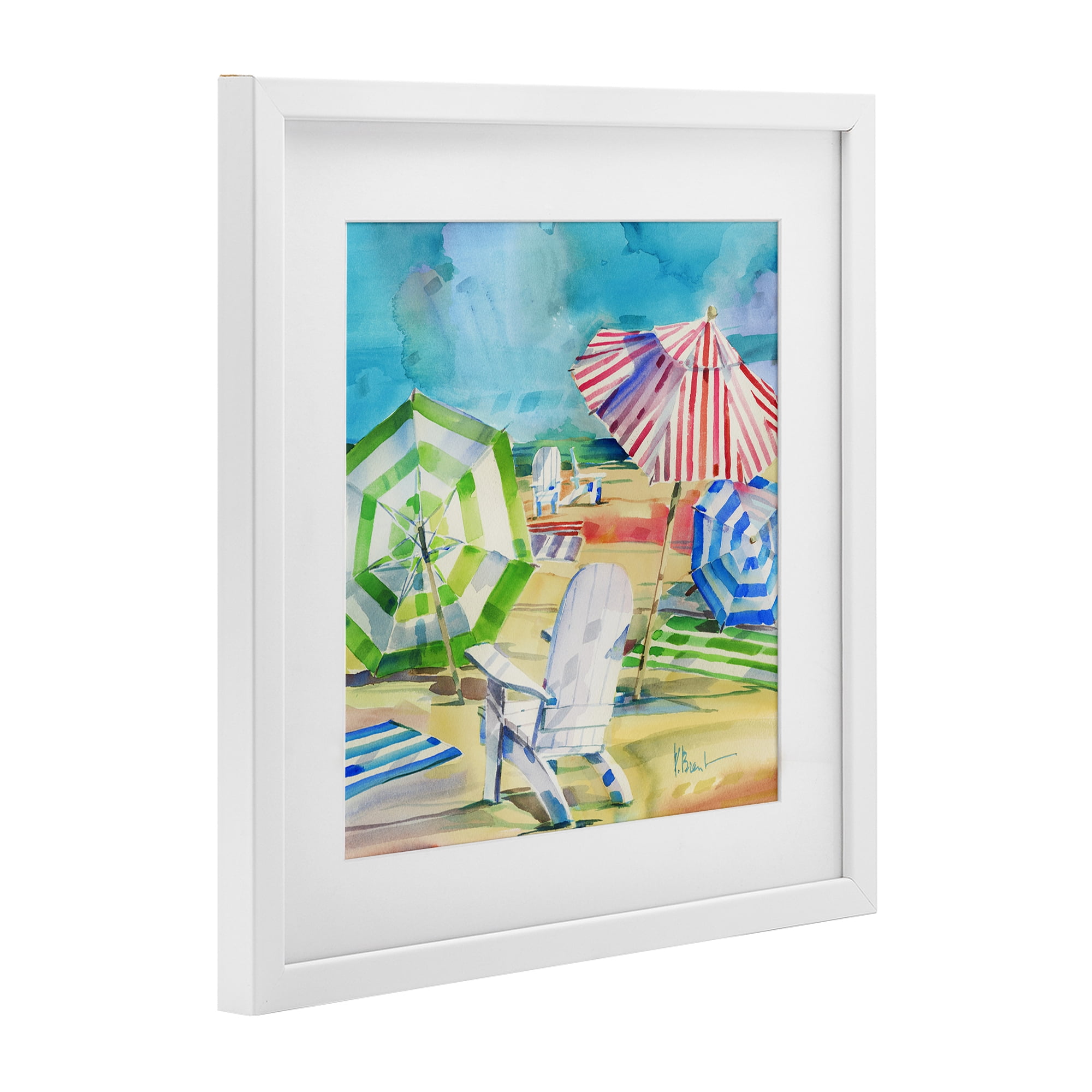 Stupell Industries Ventura Beach Umbrellas White Framed Print Under Glass, design by Paul Brent