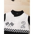 thumbnail image 5 of IBTOM CASTLE Baby Boys Girls 1st 2nd Birthday Outfit Race Car Driver Costume One Piece Long Sleeve Racer Jumpsuit for Cake Smash Photo Shoot 18-24 Months Black, 5 of 8
