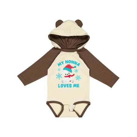 

Inktastic Polar Bear My Nonna Loves Me in Santa Hat with Snowflakes Gift Baby Boy or Baby Girl Long Sleeve Bodysuit