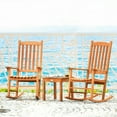 thumbnail image 3 of Gymax 3 PCS Eucalyptus Rocking Chair Set W/ Coffee Table 2 Wood Conversation Chairs, 3 of 10