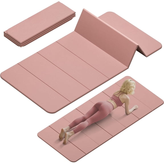 Foldable Yoga Mat 74"Lx32"Wx1/3"Thick, Folding Exercise Mats | Non-slip Wide Pilates Mats for  Workout/Travel, Portable Yoga Mat Thick for Yoga/Pilates/Camping/Floor Exercises