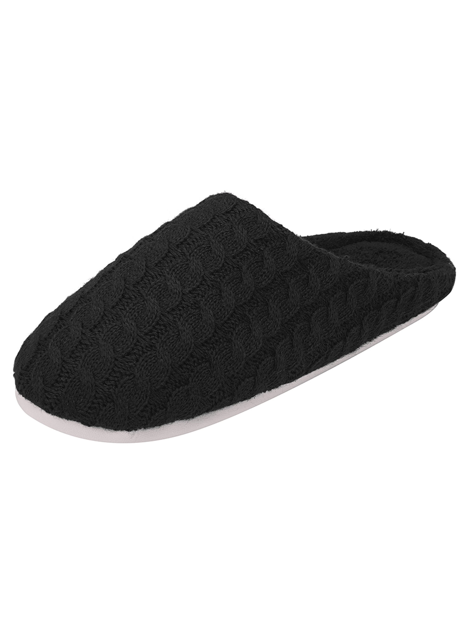 SHCKE Mens Warm Slippers Indoor Memory Foam Slippers Cozy Knit Slip On Shoes Fuzzy Lining