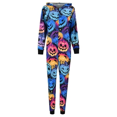 

Family Of Four Fashion And Leisure Pumpkin Print Long Sleeve Bodysuit Set For Parents And Children （Woman）