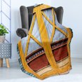 thumbnail image 4 of Rustic Soft Flannel Fleece Throw Blanket, Lumber Door of Urban House in Town Classic Featured Nostalgic Gate Print, Cozy Plush for Indoor and Outdoor Use, 60" x 80", Blue Orange, by Ambesonne, 4 of 5