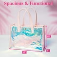 thumbnail image 6 of Paris Hilton Clear Iridescent Tote Bag with Magnetic Snap Closure & Interior Pocket, 15 in x 10 in x 5 in, 6 of 9