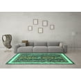 thumbnail image 3 of Ahgly Company Indoor Round Abstract Turquoise Blue Modern Area Rugs, 3' Round, 3 of 4