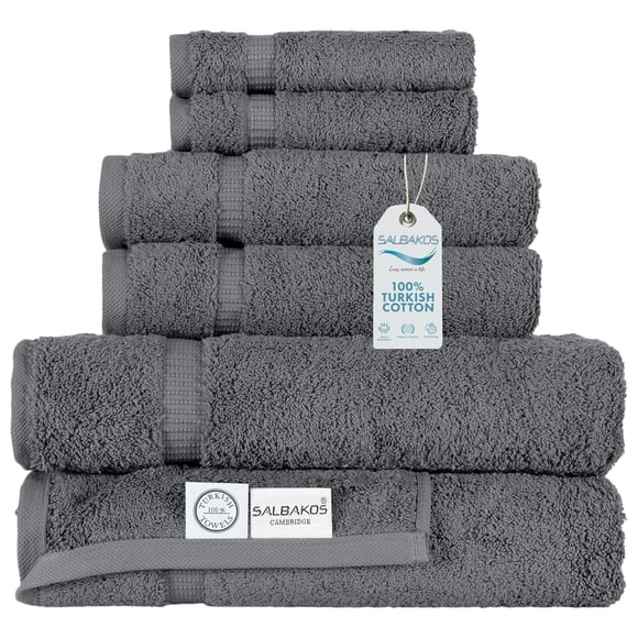 Salbakos Juego De Toallas De 6 Piezas 100% Algodón Turco | Colección Heirloom Quality Hotel & Spa | Ultra Suave Súper Absorbente 2 Toallitas 2 Manos 2 Juegos De Toallas De Baño | Hecho En Turquía (Jue