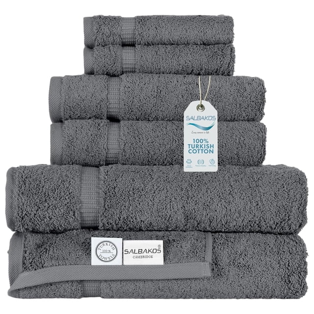 Salbakos Juego De Toallas De 6 Piezas 100% Algodón Turco | Colección Heirloom Quality Hotel & Spa | Ultra Suave Súper Absorbente 2 Toallitas 2 Manos 2 Juegos De Toallas De Baño | Hecho En Turquía (Jue