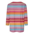 thumbnail image 4 of CYMMPU Loose Fit Round Neck Striped Ombre Fall Trendy Shirts Spring Tops Blouses for Women Dressy Casual Tunic Tops 3/4 Sleeve Dye Tie T-Shirts Multicolor M, 4 of 5