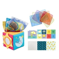 Tissue Box Toy For Babies, Sensory Toy With Colorful Fabric Pieces, Mirror And Pattern Cards, Ideal For 6-12 Months Infants, Baby Shower Gift, Developmental Toy For Little Ones