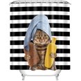 thumbnail image 1 of Juego de cortina de ducha impermeable con diseño de gatito, 71 x 71 pulgadas, con 12 ganchos, cortina de ducha de tela para baño, cortina de bañera de tela, resistente al moho, secado rápido, dobladi, 1 of 5
