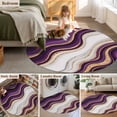 thumbnail image 4 of Round Rug 5ft Area Rug,Purple Marble Gold Inlay Area Rugs for Living Room Bedroom,Abstract Geometric Stripes Floor Mat Non-Slip Non-Shedding Carpet Indoor Accent Rugs, 4 of 9