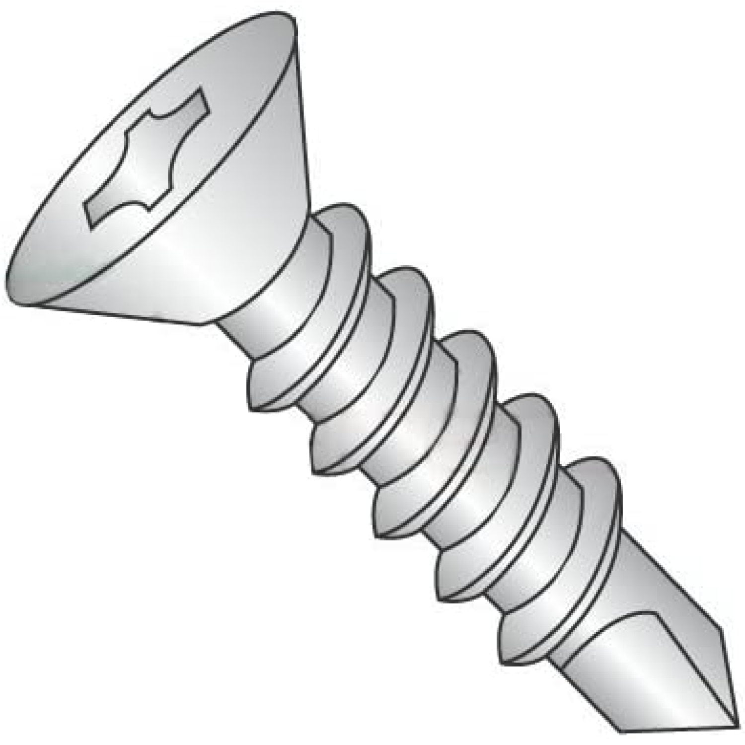 Stainless Steel Sheet Metal Screw, Plain Finish, Flat Head, Phillips Drive, Self-Drilling Point, 3/4 inch Length, #6-20 Threads (Pack of 100)
