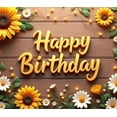 thumbnail image 4 of Floral Design Birthday Banner Wooden Background Sunflower Decor for Birthday Celebration Indoor Party Outdoor Event, 4 of 8