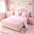 thumbnail image 3 of Manfei Pink Bowknot 7-Piece King Bedding,Cute Cherry Pattern King Bed in a Bag,Pink Reversible, 3 of 7