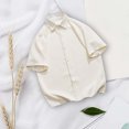 thumbnail image 3 of Camisas Para Hombre Moda de primavera y verano para hombre, camiseta informal de manga corta con solapa de Color sólido, camiseta de manga corta con músculos holgados (White, M), 3 of 6