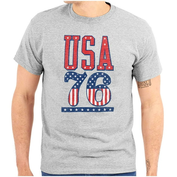 Patriotic USA 76 American Flag Men's Graphic T Shirt Tees Brisco Brands S