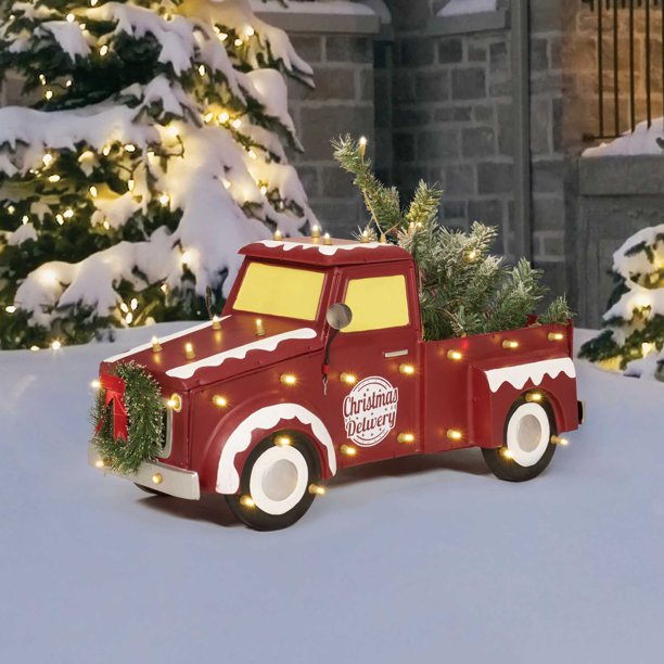 Holiday Time LightUp LED Truck with Tree, 31"