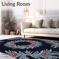 thumbnail image 2 of ODIKA 6'x9' Machine Washable Non-Slip Area Rug, Winter Wreath Design Entry featuring Frosted Branches High Traffic Rug with Pad, Black, 731876, 2 of 8