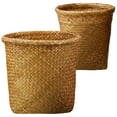 thumbnail image 1 of SHISUYAN 2 Pcs Woven Waste Baskets Rustic Multifunctional Storage Baskets Laundry Hampers Garbage Baskets Containers for Kitchen Home Office, 1 of 7