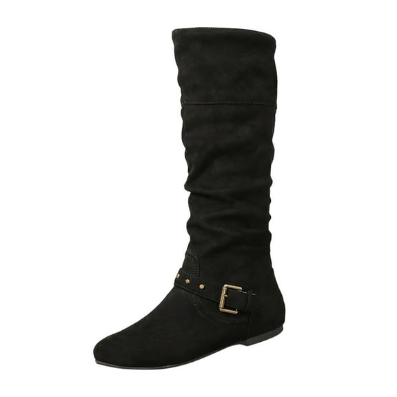 eileial Womens Slip Resistant Comfort Round Toe Zip-up Leather Dress Boots,Black 6.5