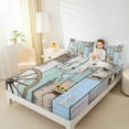 thumbnail image 4 of Feelyou Rustic Cabin Teens Full Size Sheets, Blue Green Wooden Plank Bed Sheets, Southwestern Style Sheet Sets, Super Cozy Room Decor, 4pcs, 4 of 7