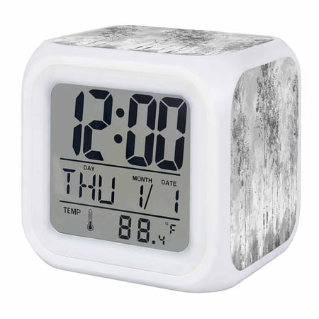 Contemporary Grey Tree Digital Alarm Clock for Bedrooms, Smart LED Alarm Clock with 7 Color Changing Night Light, Abstract Art Oil Paiting Silent Wake Up Clocks for Sleep Study Cooking 3.2x3.2