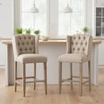 thumbnail image 2 of HOMCOM Bar Stools Set of 2, Upholstery Padded Chairs Wood Legs, 2 of 10