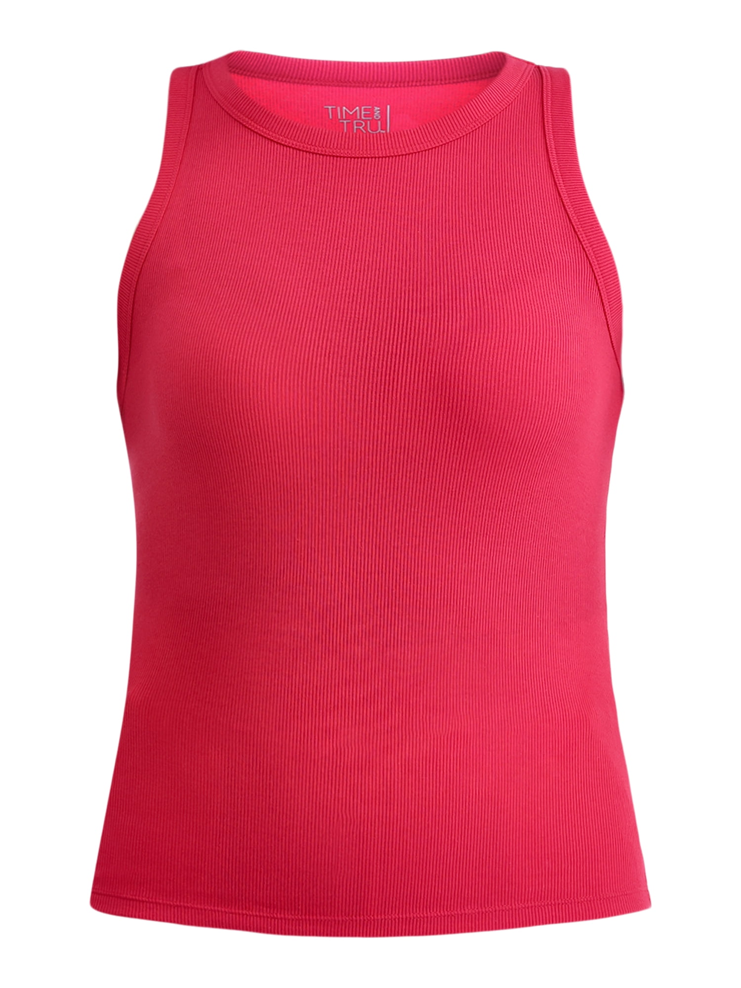 Time and Tru Women's High Neck Ribbed Tank Top, Sizes XS-XXXL