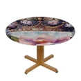 thumbnail image 3 of Acheng Flowers Crown Vintage Round Tablecloth, Full Width Single-Sided Printing, 100% Polyester Fiber, Outdoor Fitted 46-50, 3 of 8