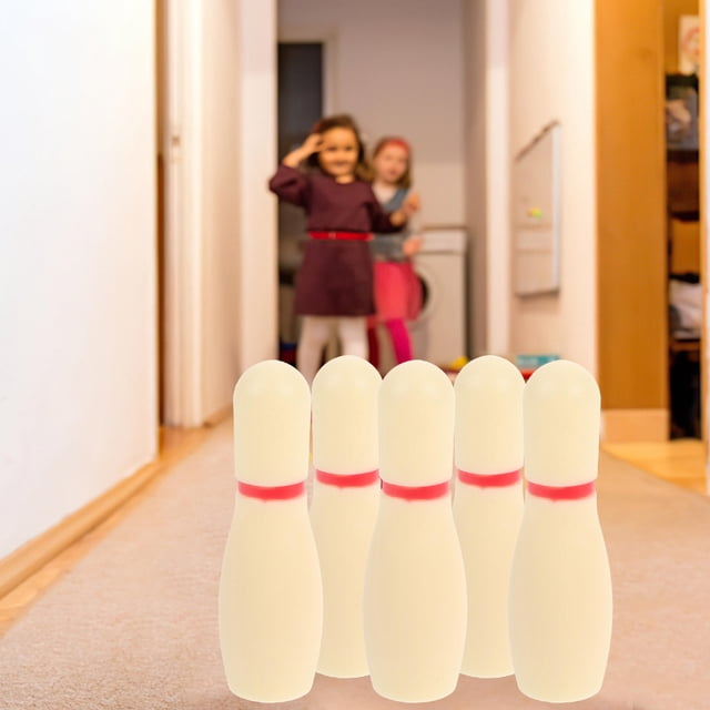 HEATSHAKING 1Set Bowling Game Set in Beige Plastic for Indoor Outdoor Use with Motor Skill Development