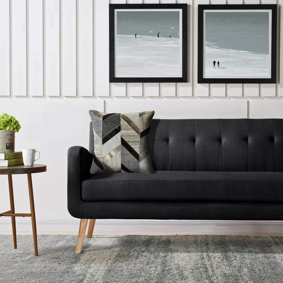 LR Home Faye Gray/Brown Geometric Wool Blend Adult Decorative Throw Pillow Cover