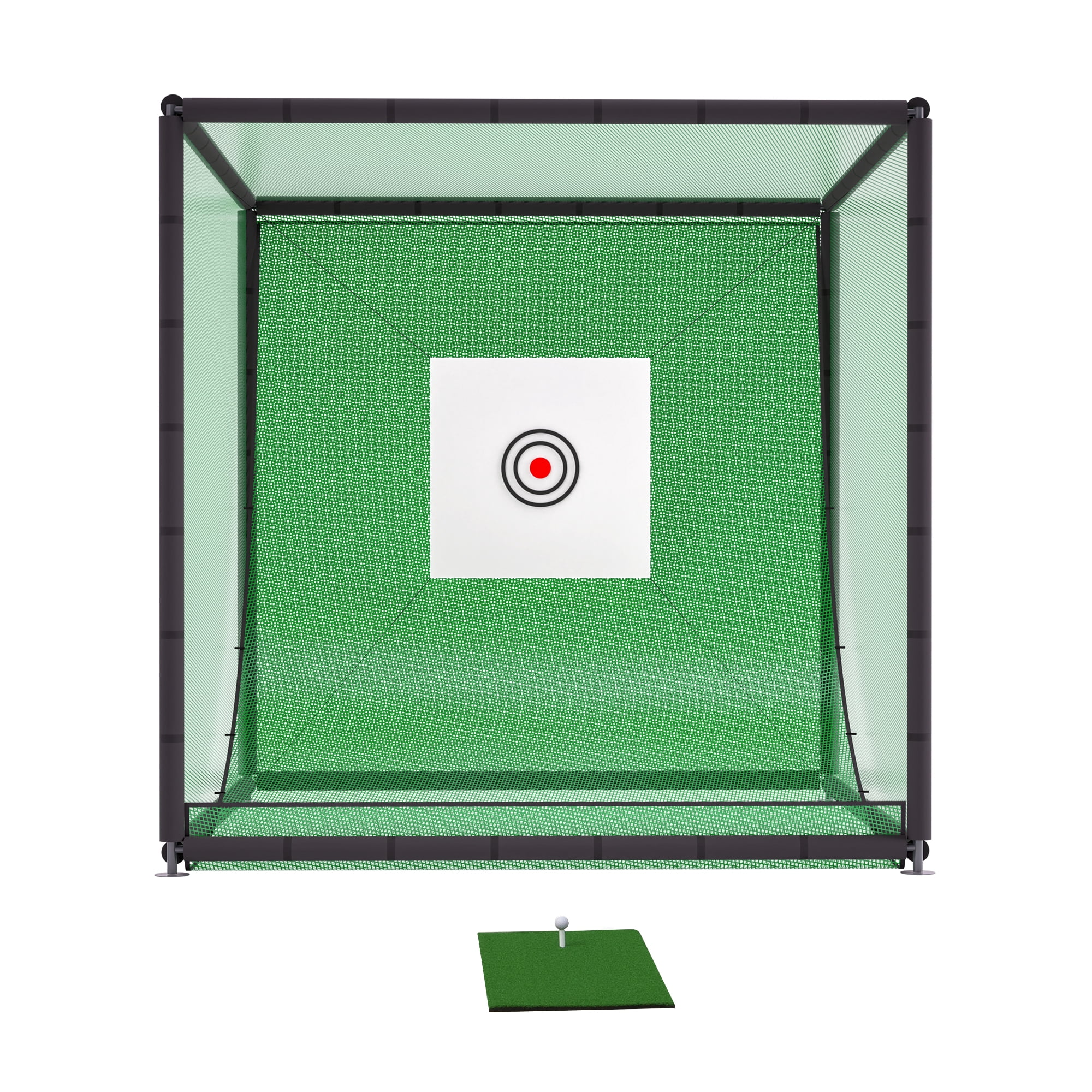 Miniyam 10 x 10 x 10 ft Golf Practice Net Cage – Heavy-Duty Metal Frame Hitting Net Kit, for Backyard, Indoor Training & Golf Simulator Setup