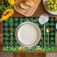 thumbnail image 4 of St. Patrick's Day Placemats Set of 4, Green Clovers Coin Buffalo Plaid Placemats for Dining Table, Place Mats for Kitchen Tabletop, Waterproof Wipeable Dining Table Mats Set, 4 of 9