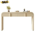 thumbnail image 2 of GZXS Modern Console Table with 2 Drawers, 55" Curved Entryway Table with Fluted Design, Easy Assembly (Apricot Cream), 2 of 9